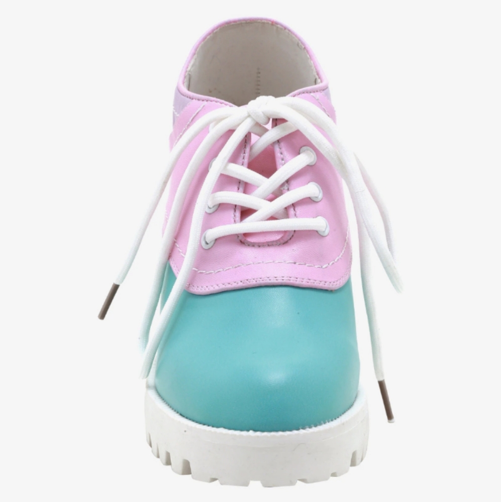 LAST PAIR🔥HOT TOPIC TRICOLOR PASTEL PLATFORM OXFORD HEELS - Picture 4 of 9